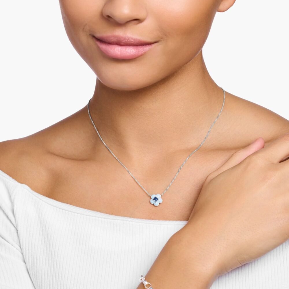 THOMAS SABO Blue Stone Flower Necklace - Image 3