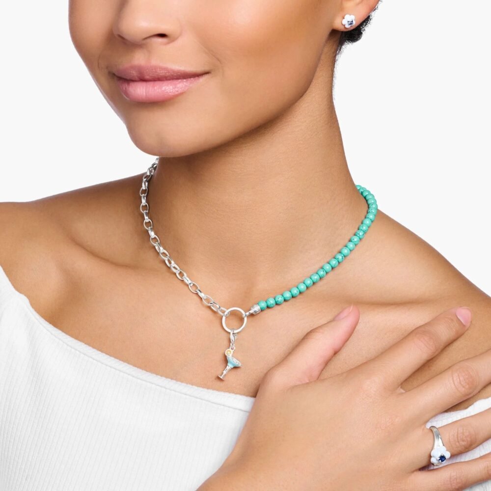 THOMAS SABO Link Chain Turquoise Bead Necklace - Image 2