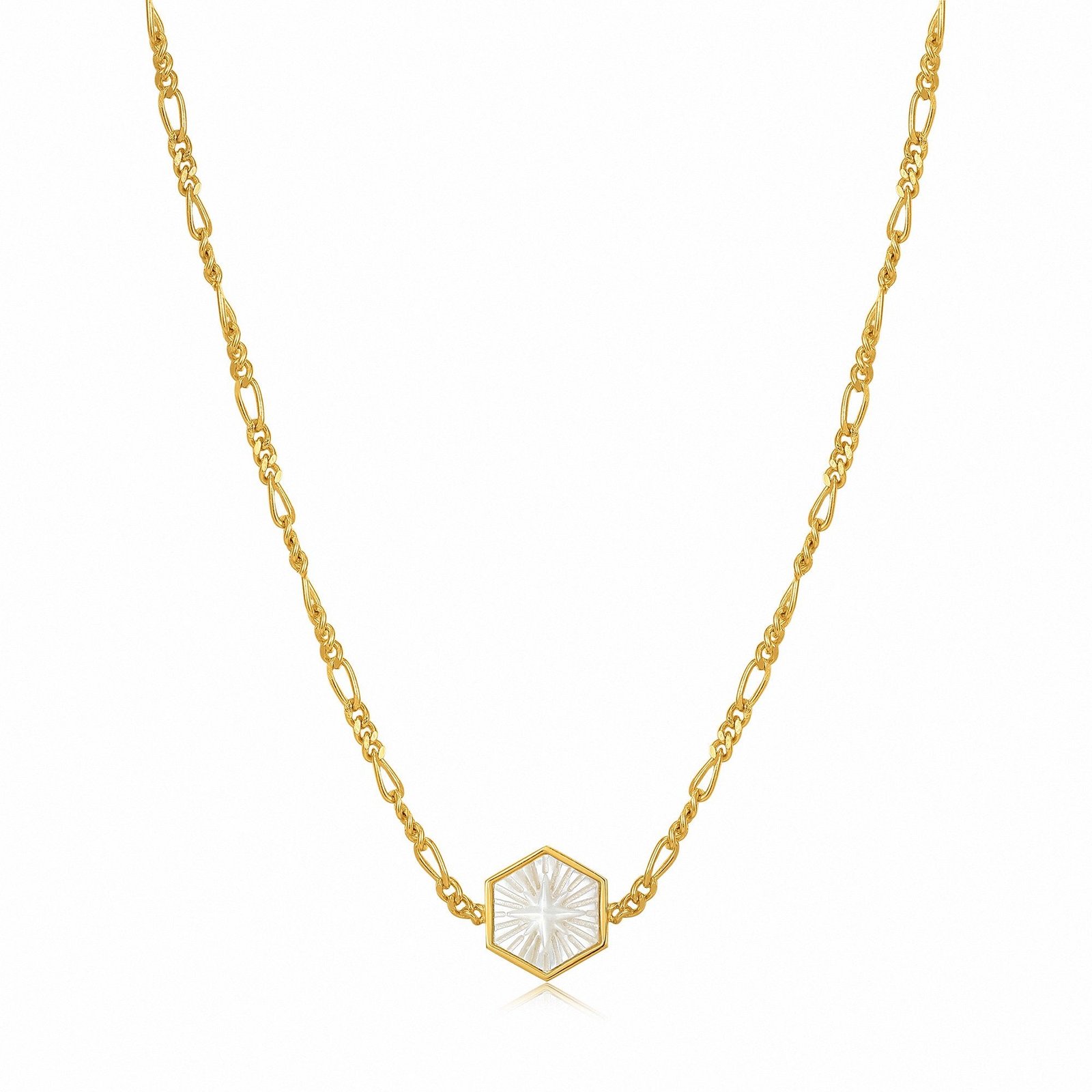 Ania Haie Compass Emblem Gold Figaro Chain Necklace
