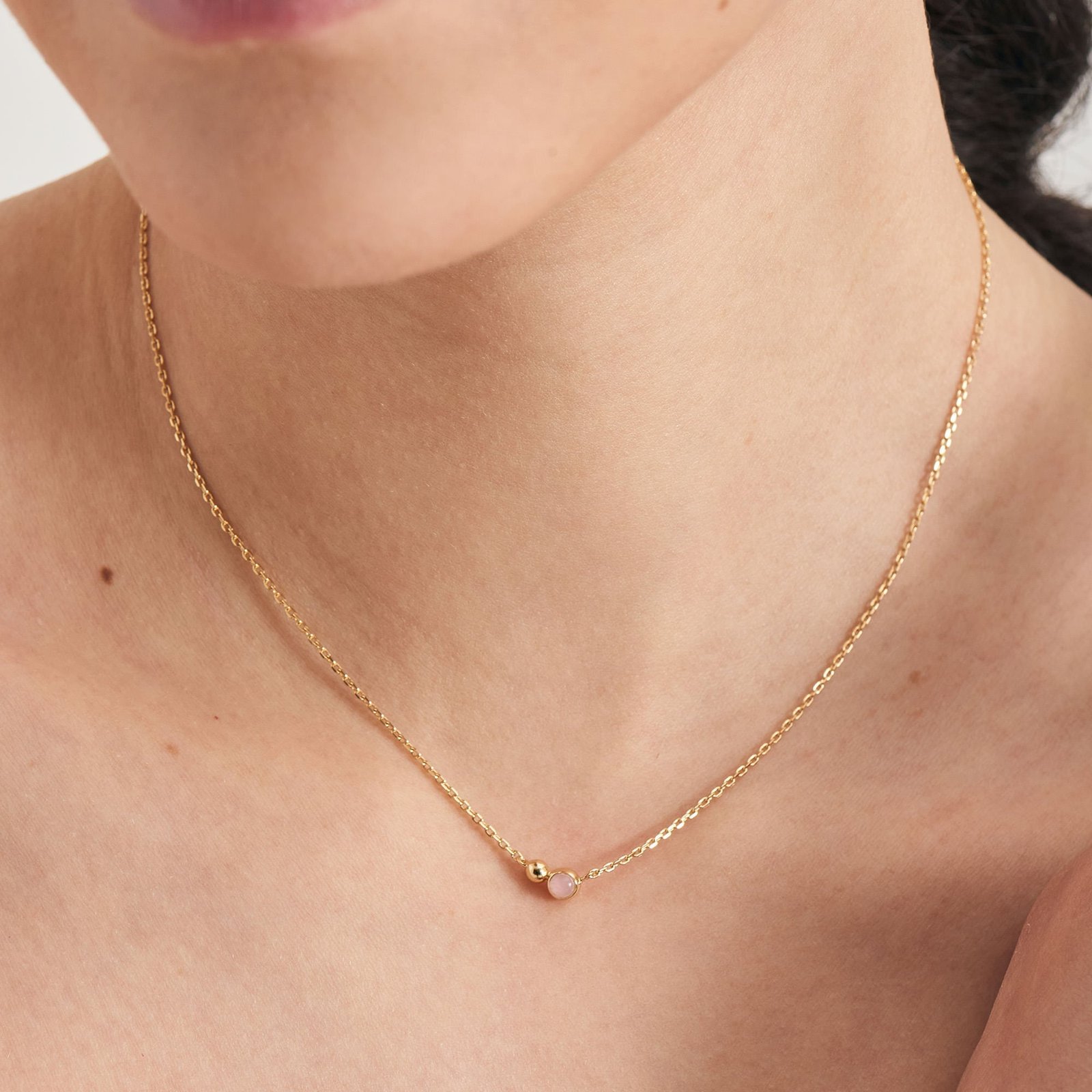 Ania Haie Gold Orb Rose Quartz Pendant Necklace - Image 2