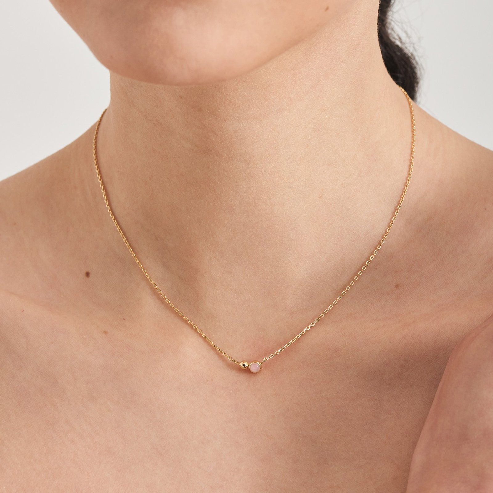 Ania Haie Gold Orb Rose Quartz Pendant Necklace - Image 3