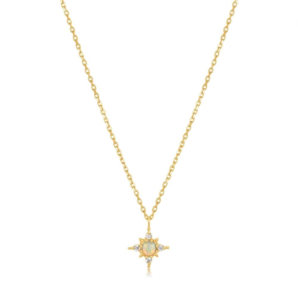 Ania Haie 14kt Gold Opal and White Sapphire Star Necklace