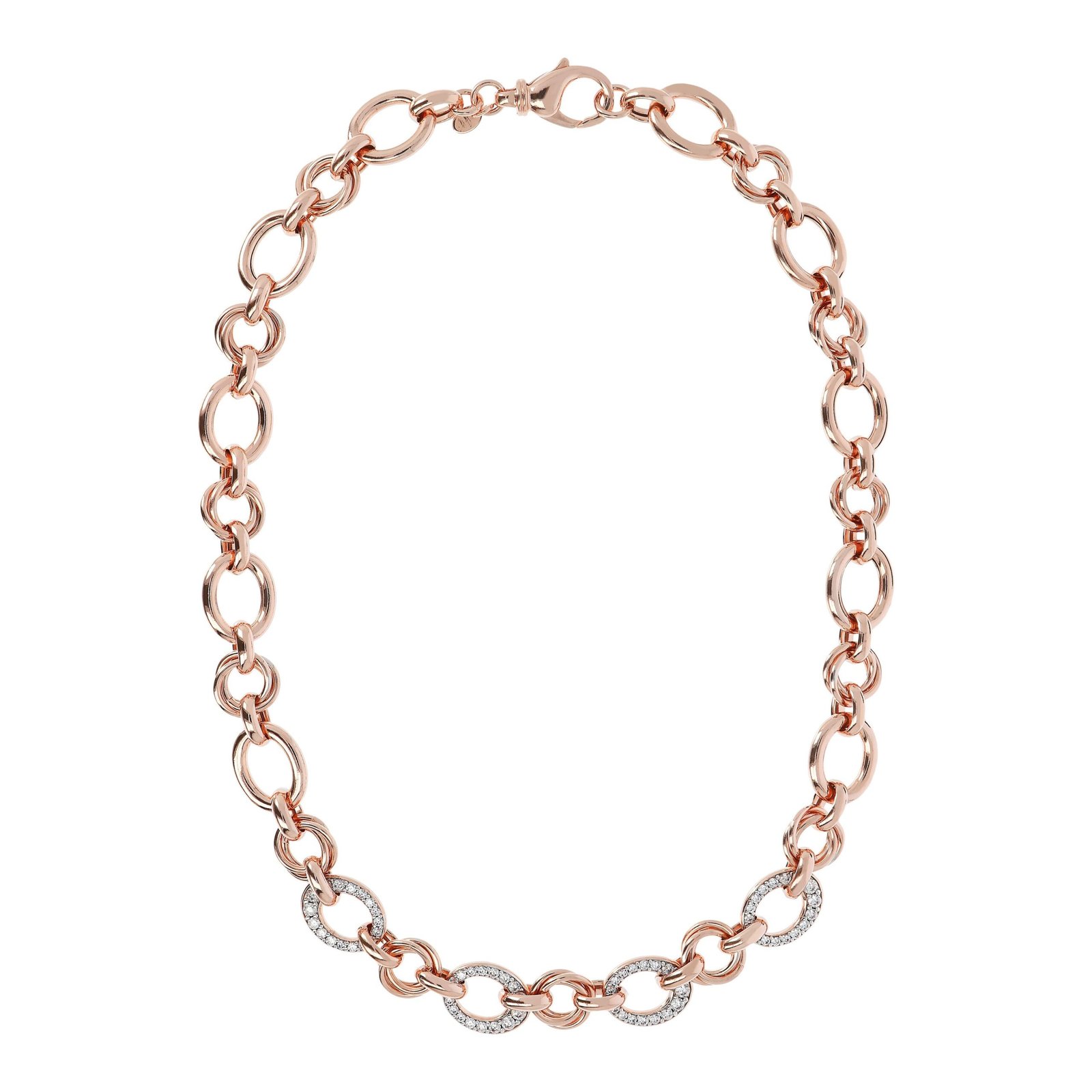 Bronzallure Oval Rolo Chain and Pave Detail Necklace - Image 3