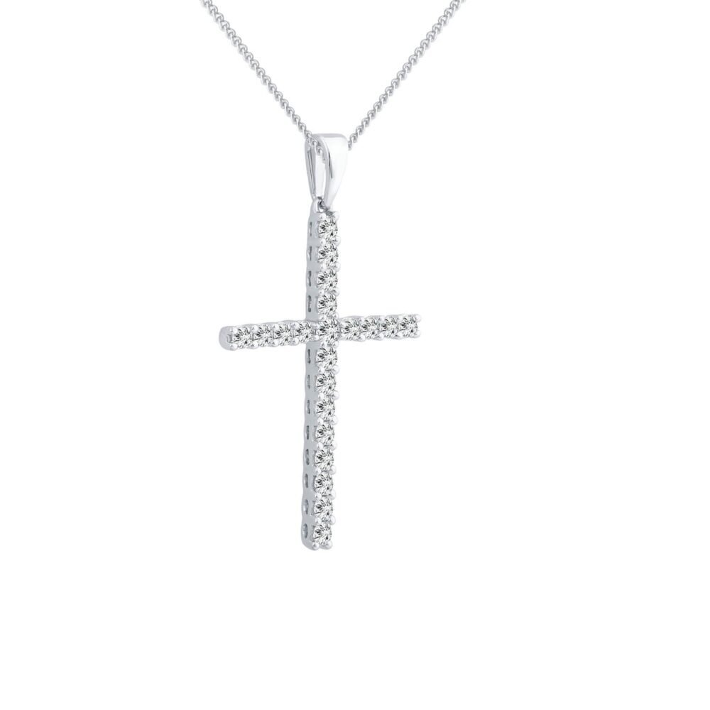 Diamond Cross Pendant with 0.50ct Diamonds in 9K White Gold - PC-0171-W - Image 2