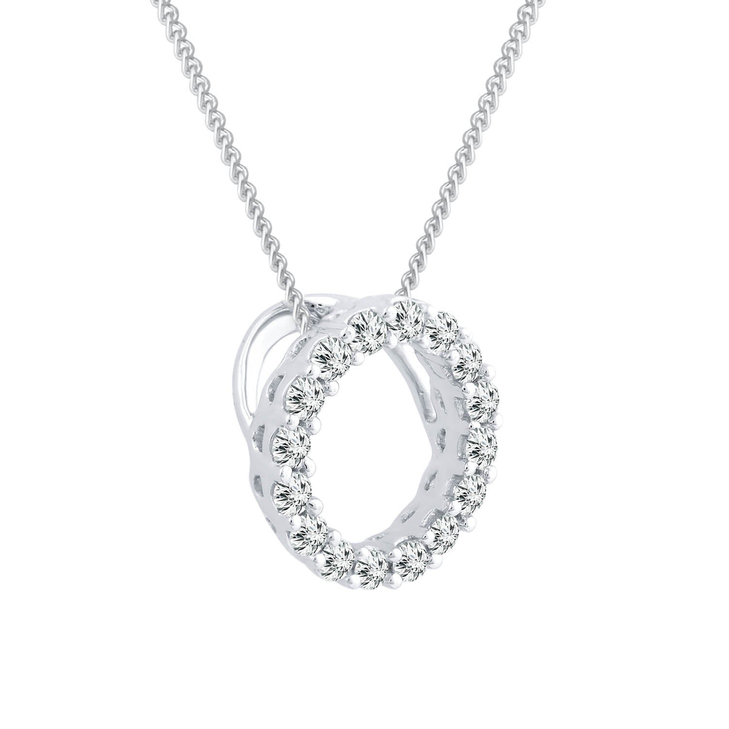 Diamond Pendant with 0.10ct Diamonds in 9K White Gold - PF-6111-W - Image 2