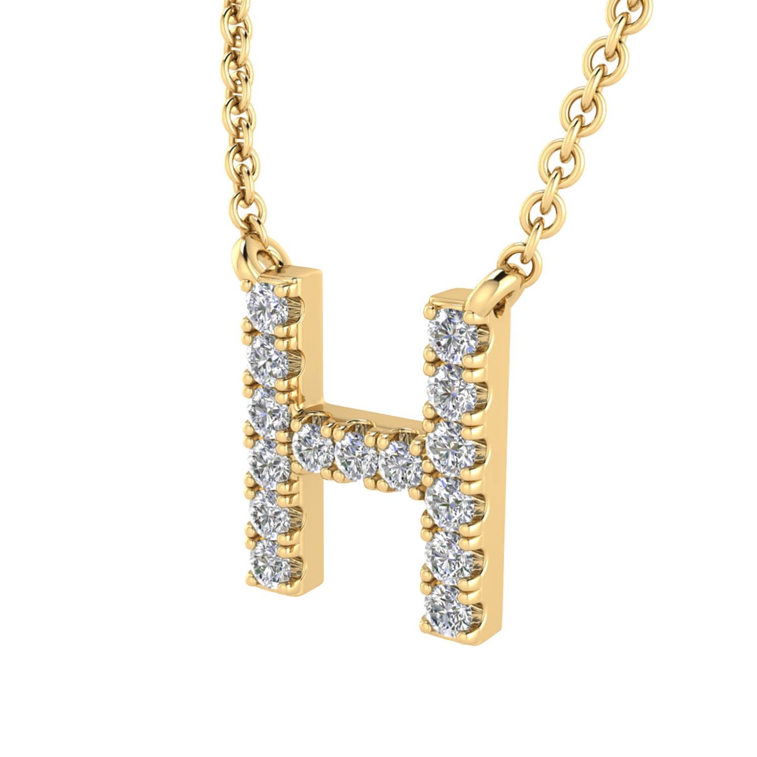 Initial 'H' Necklace with 0.09ct Diamonds in 9K Yellow Gold - PF-6270-Y - Image 2