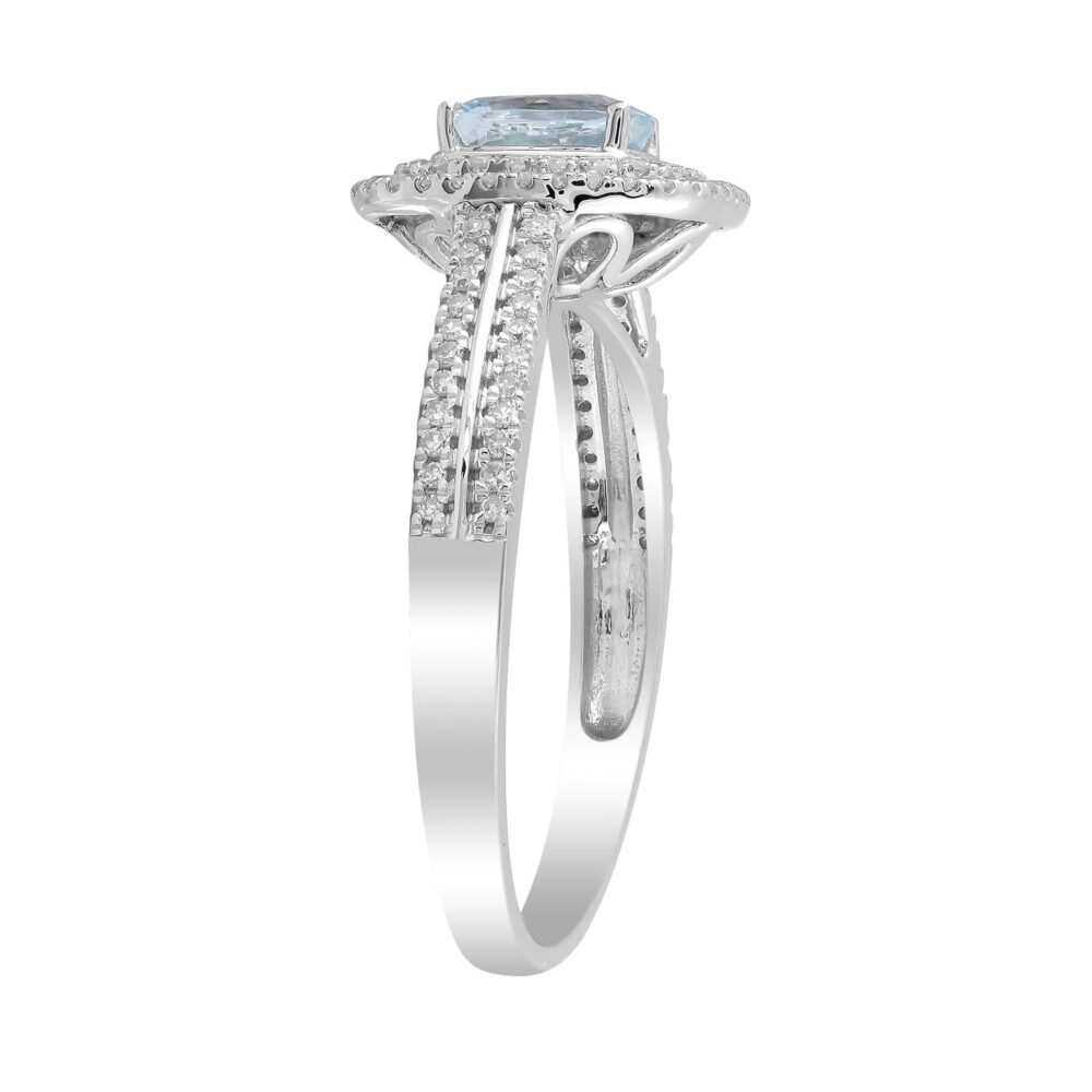 Aquamarine Ring with 0.33ct Diamonds in 9K White Gold - Image 2