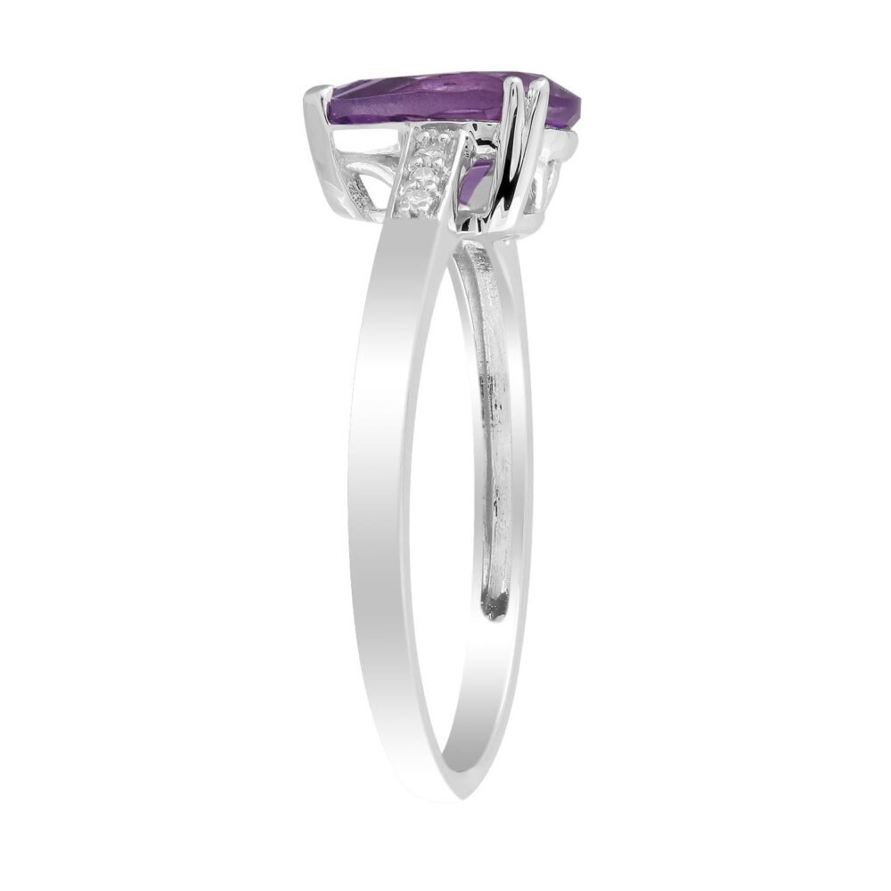 Amethyst Ring with 0.03ct Diamonds in 9K White Gold - Image 2