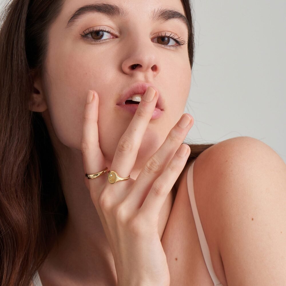 Ania Haie Gold Starry Kyoto Opal Adjustable Signet Ring - Image 3