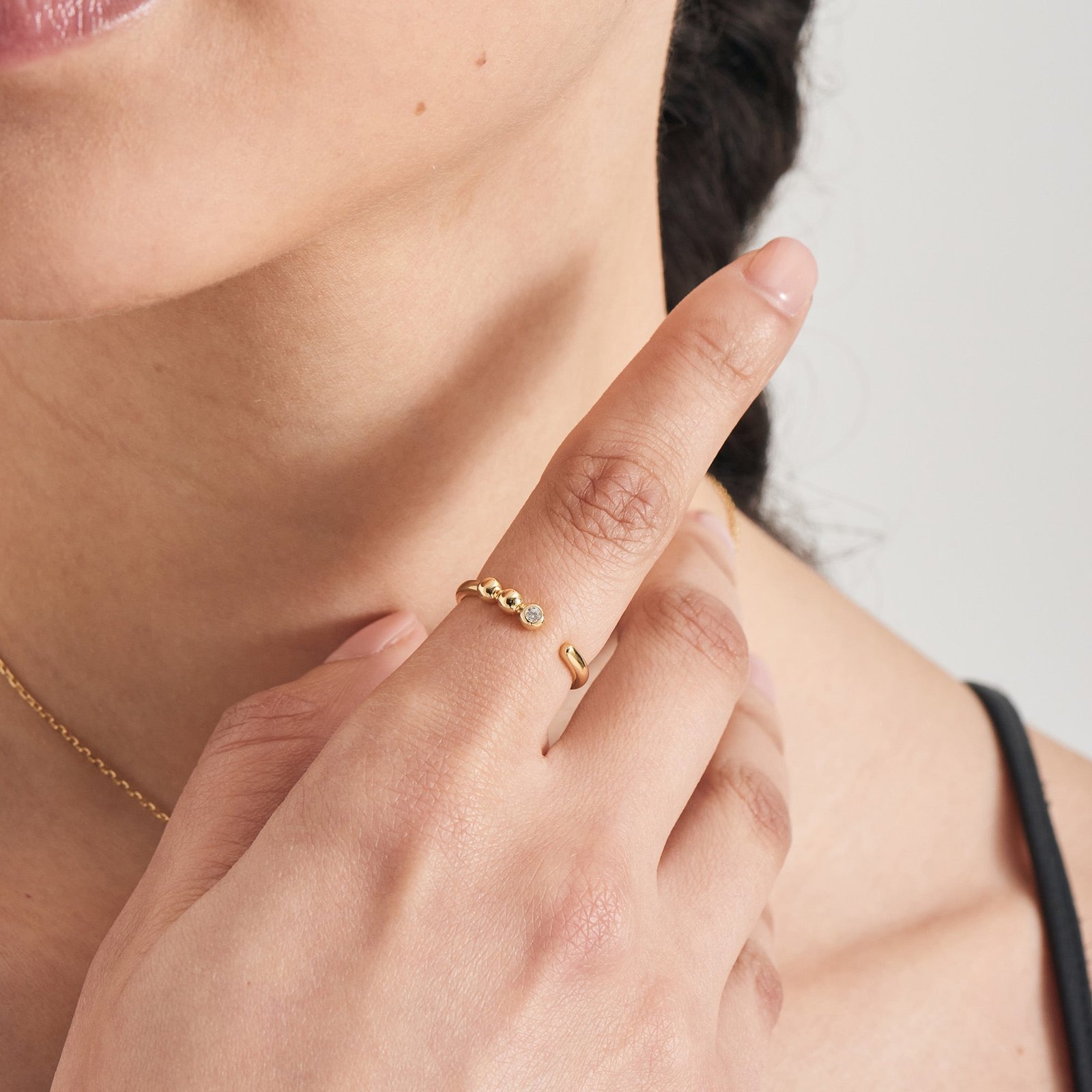 Ania Haie Gold Orb Sparkle Adjustable Ring - Image 2