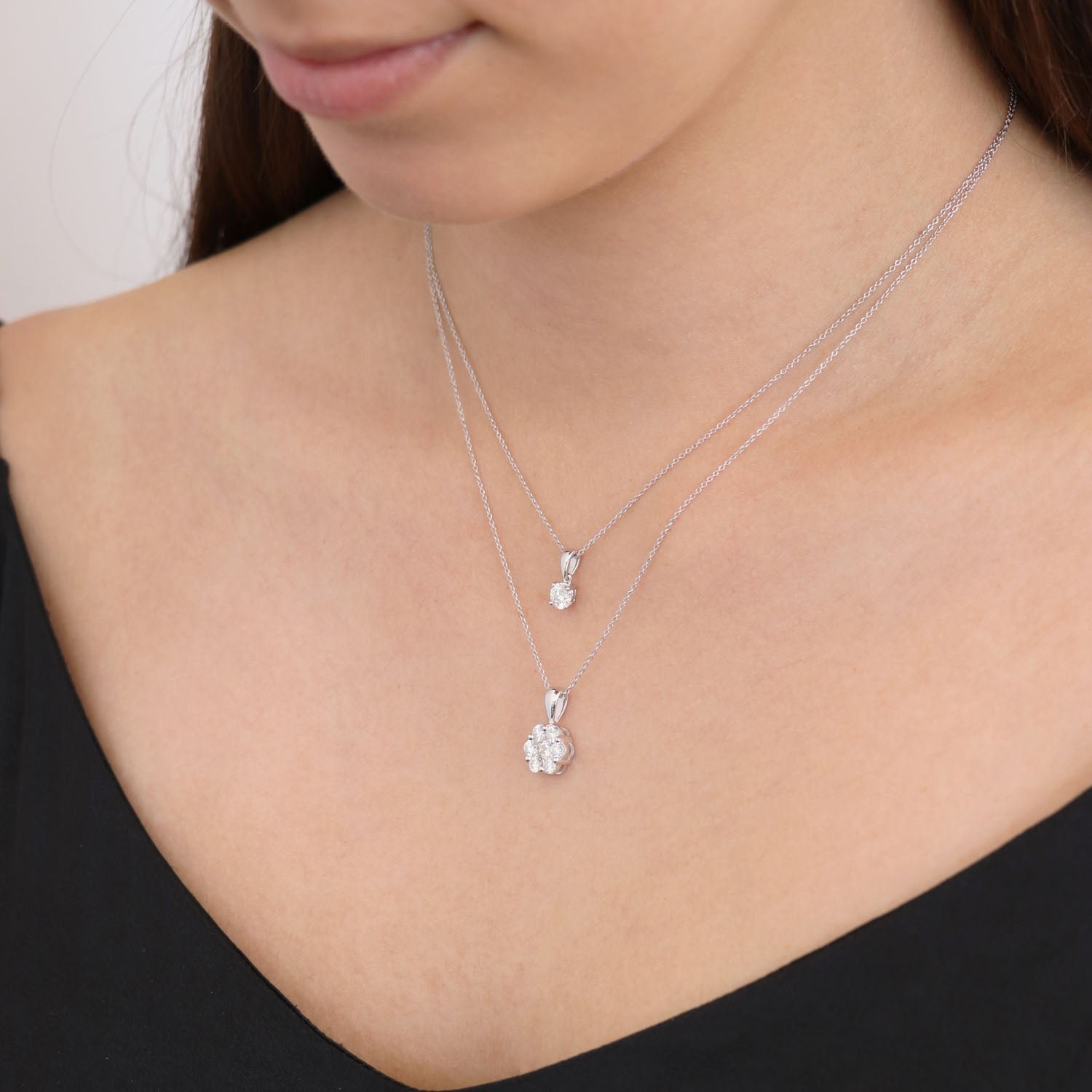 Diamond Solitaire Pendant with 0.50ct Diamonds in 18K White Gold - 18WCP50 - Image 2