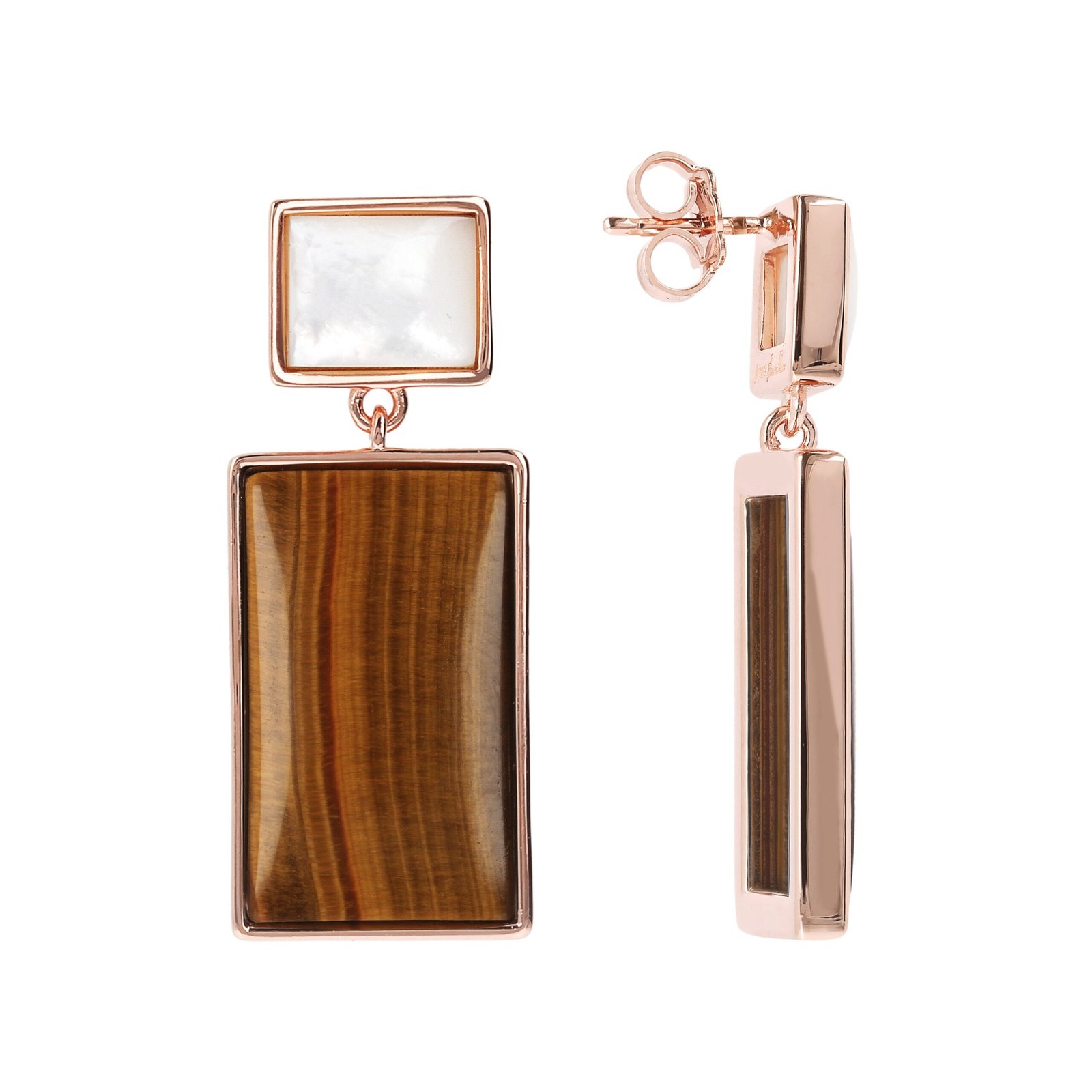 Bronzallure Mother of Pearl and Natural Stone Rectangular Earrings - Image 10