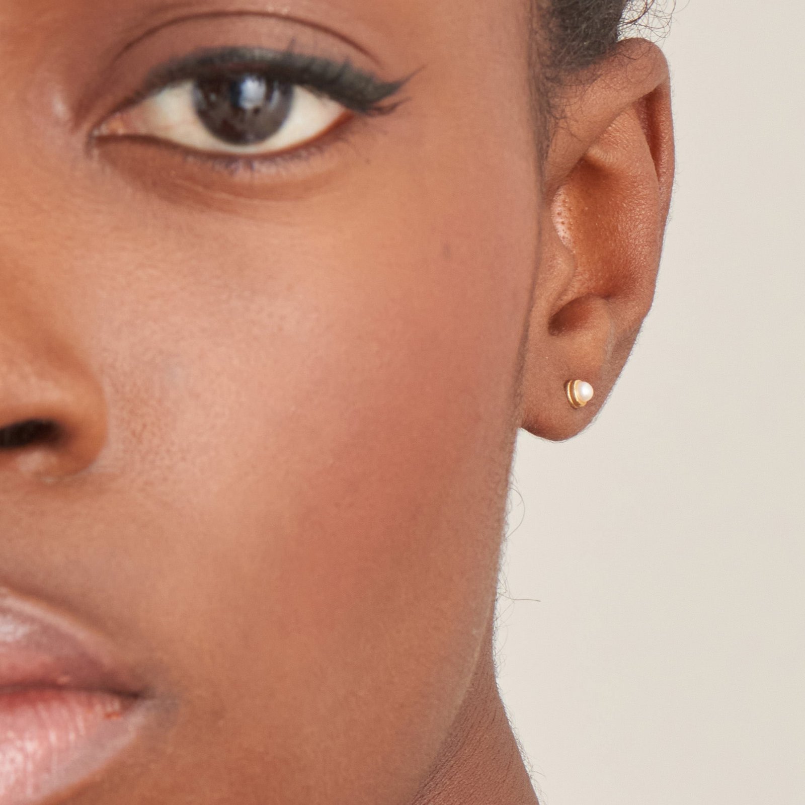 Ania Haie Gold Pearl Cabochon Stud Earrings - Image 3