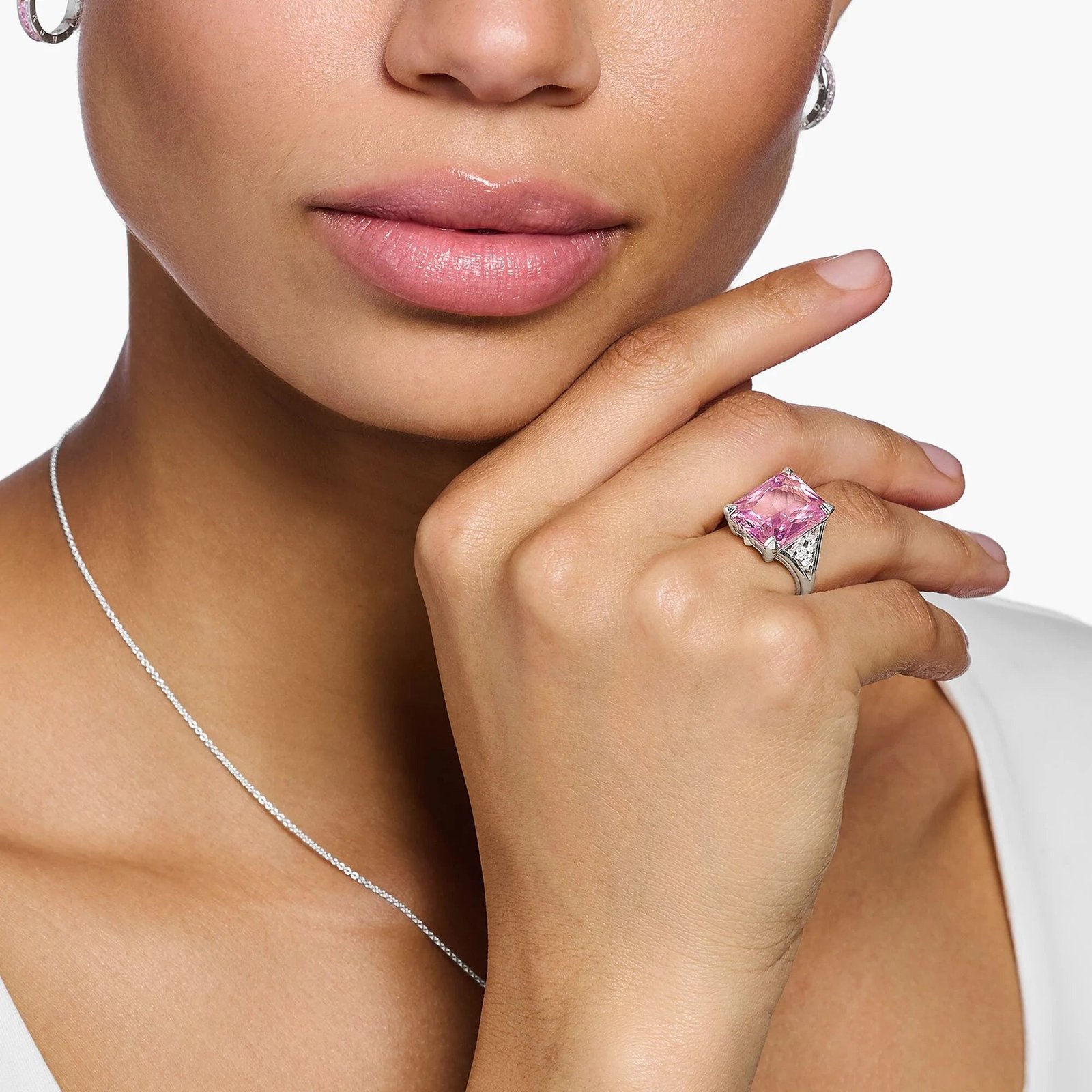 THOMAS SABO Heritage Pink Stone Silver Ring - Image 2