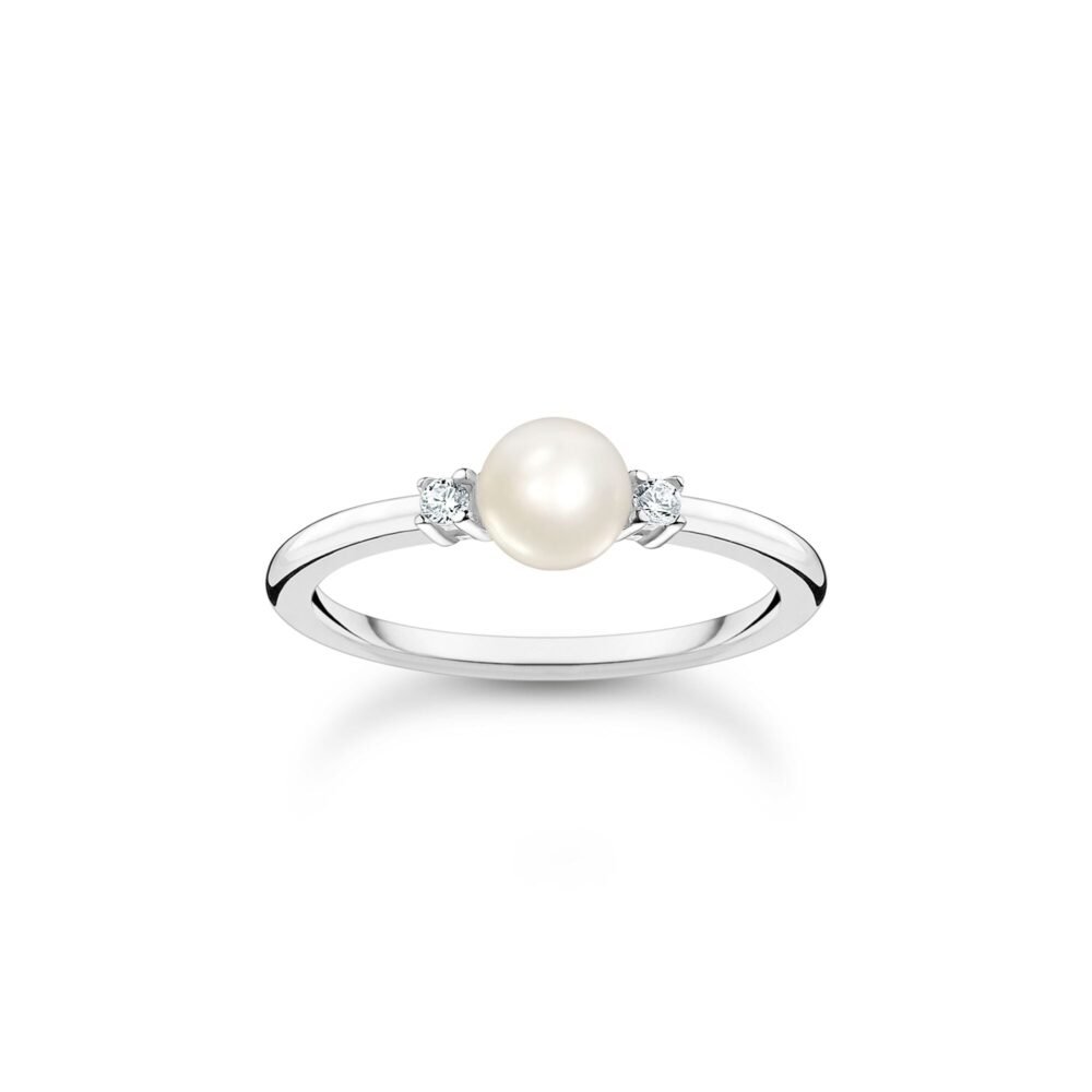 Thomas Sabo Ring pearl and white stones silver