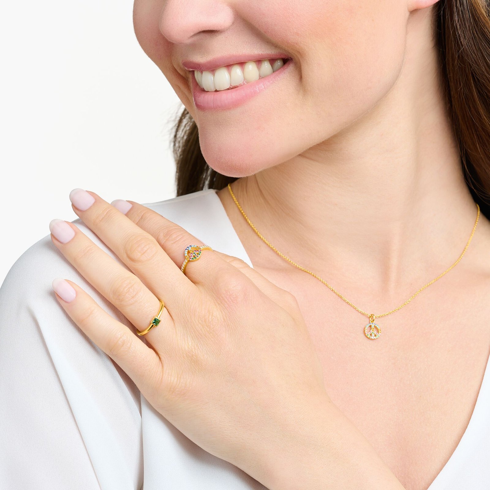 THOMAS SABO Ring Peace with Colourful Stones Gold - Image 2