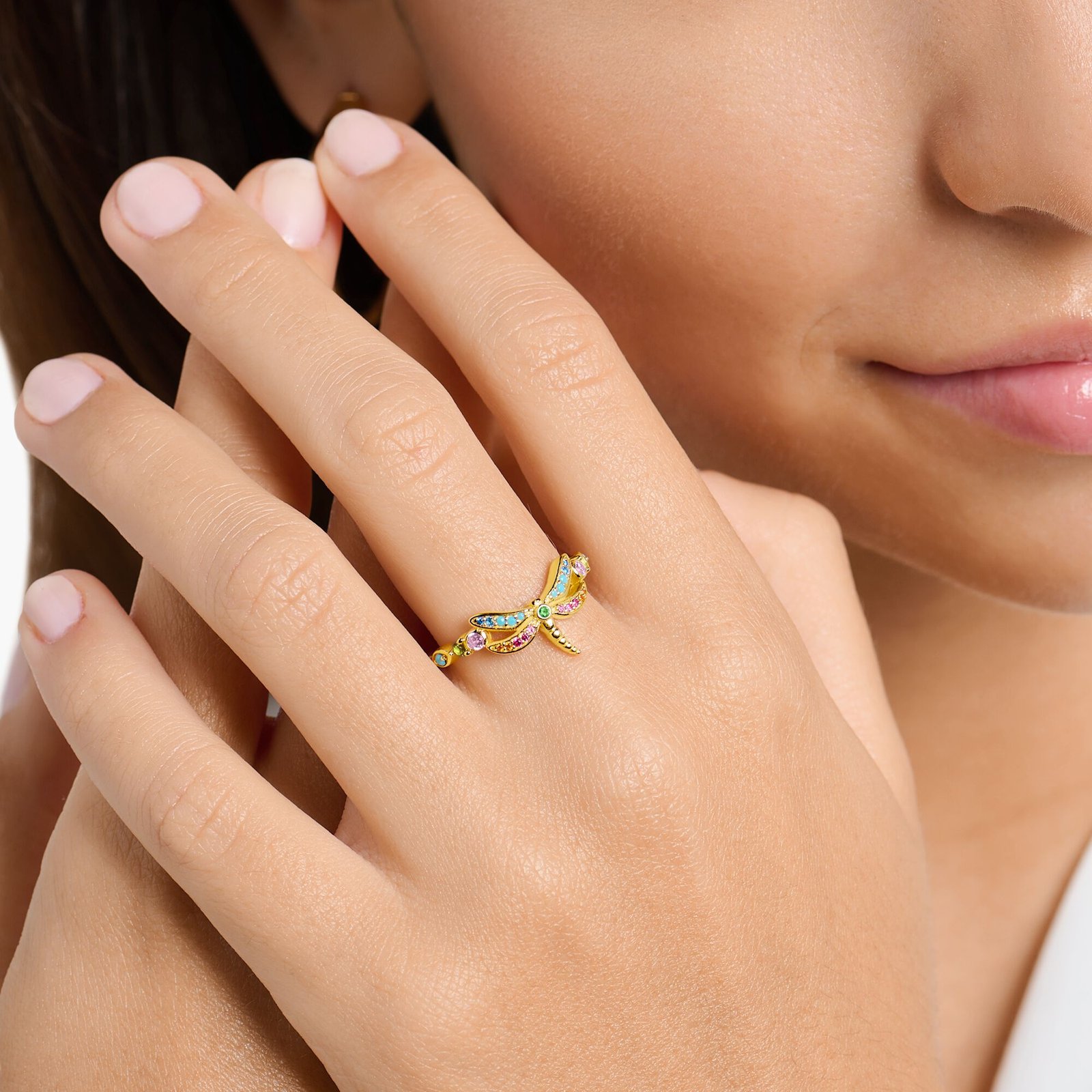 Thomas Sabo Ring dragonfly with coloured stones gold - Image 2
