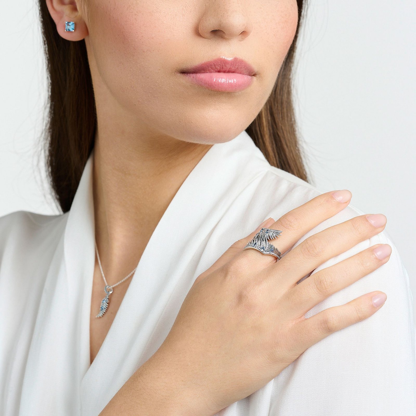 THOMAS SABO Ring phoenix wing with blue stones silver - Image 2