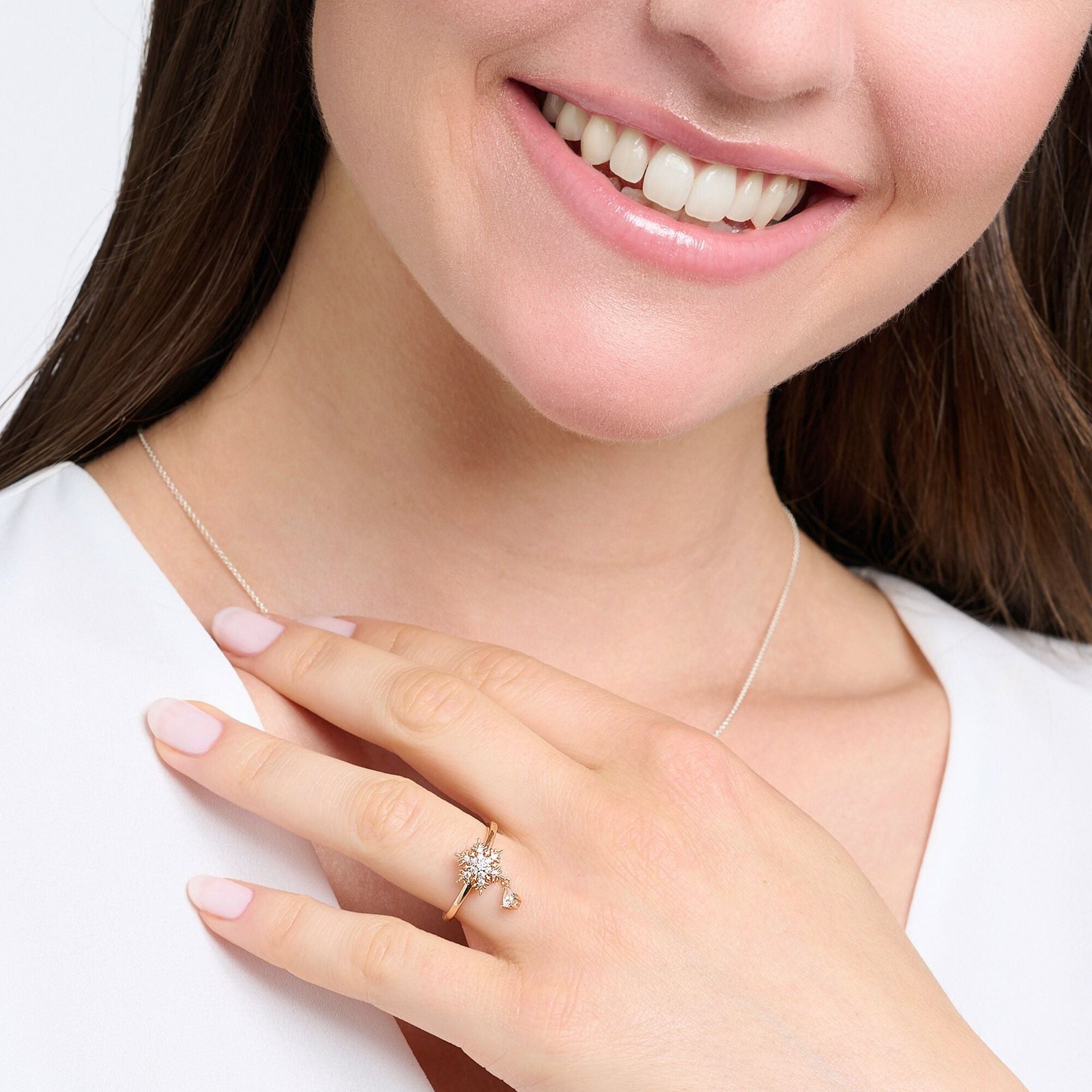 THOMAS SABO Ring snowflake with white stones rose gold - Image 2