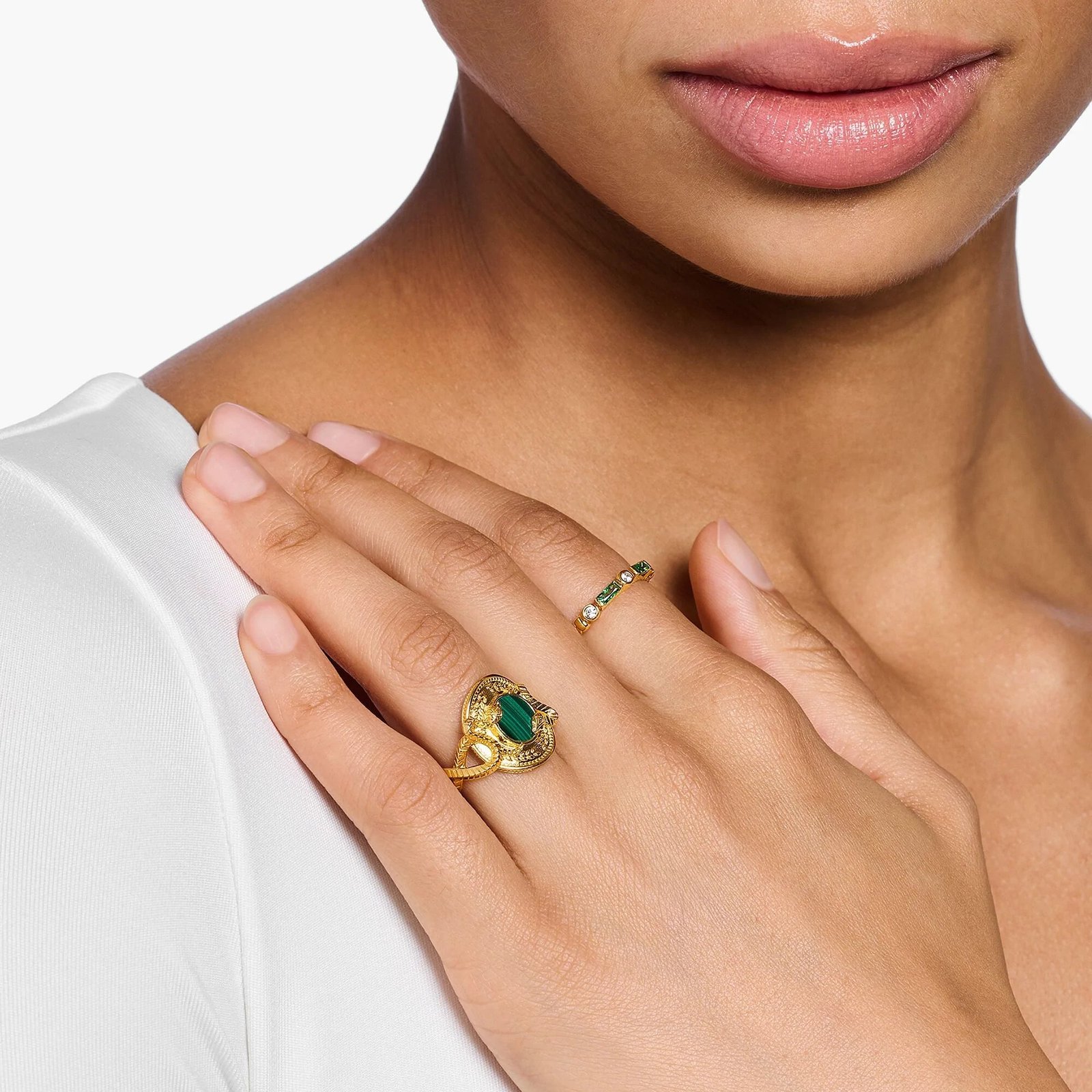 THOMAS SABO Serpent Green Gold Ring - Image 2