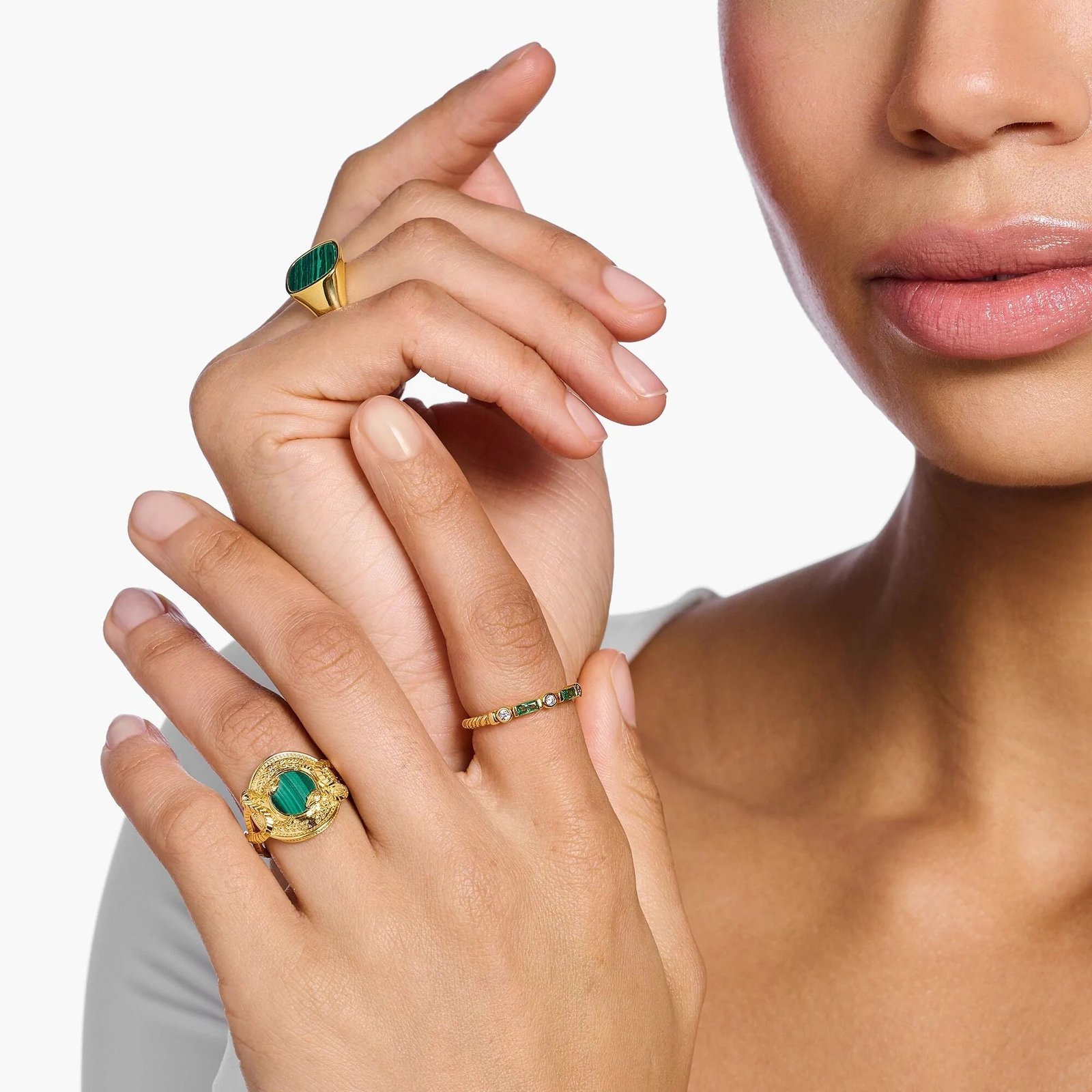 THOMAS SABO Green And Gold Band Ring - Image 2