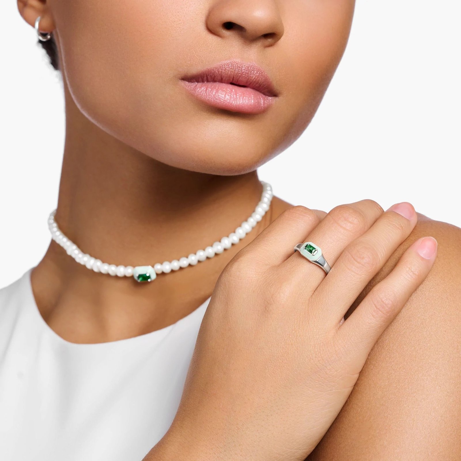 THOMAS SABO Octagon Green Stone Ring - Image 2