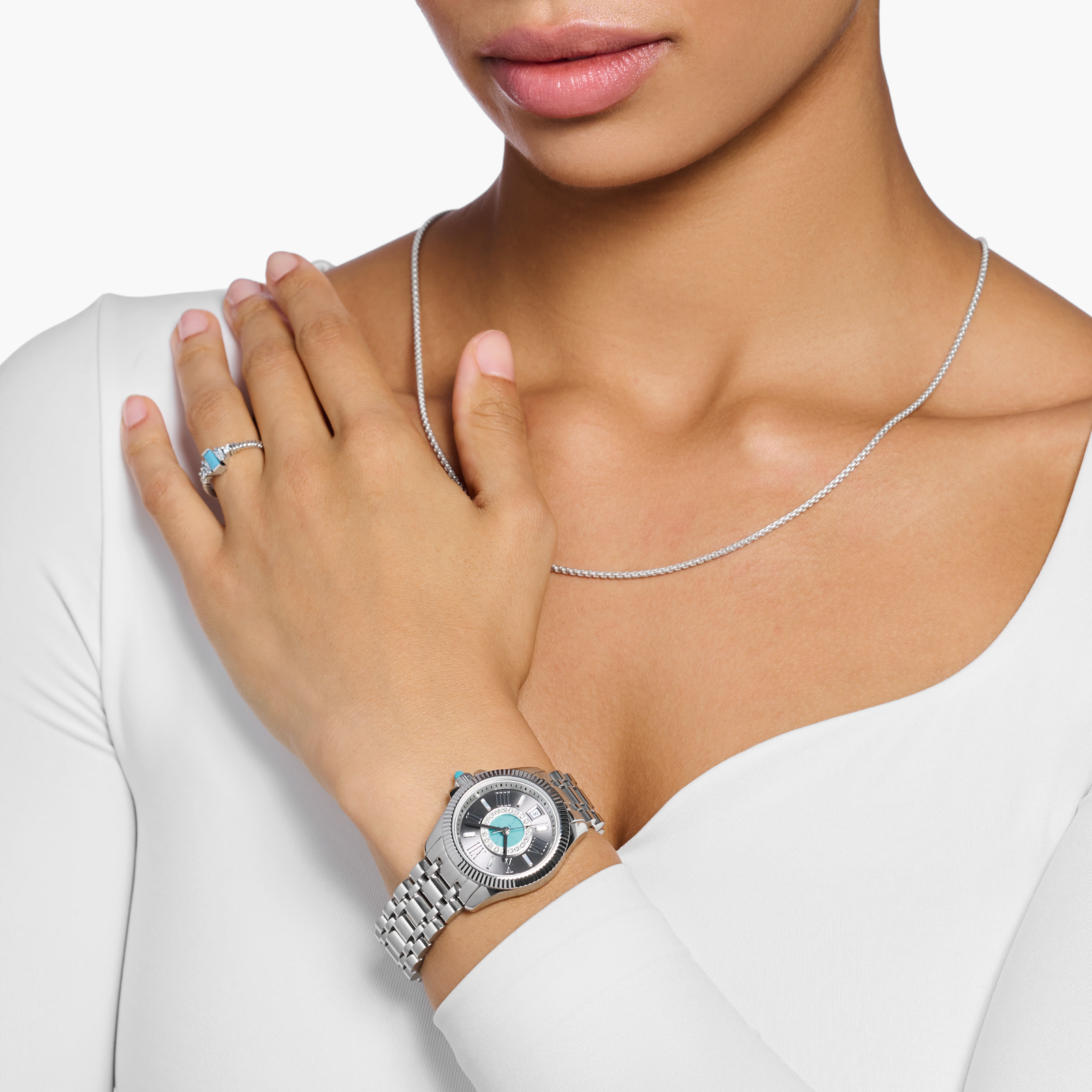 THOMAS SABO Mystic Island Watch with white stones and simulated turquoise silver - Image 2