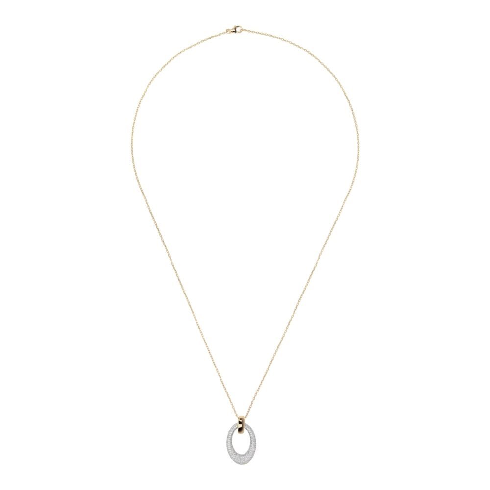 Bronzallure Altissima Golden Oval Pave Pendant Necklace - Image 2