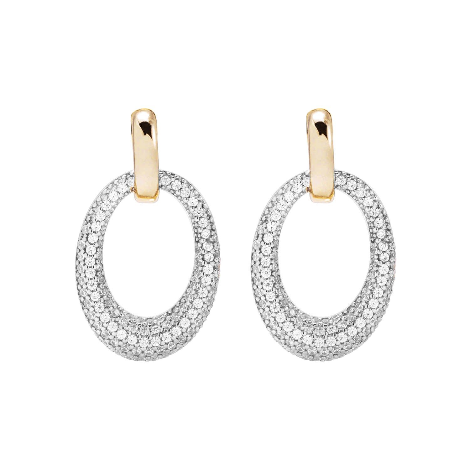 Bronzallure Gold Cubic Zirconia Oval Drop Earrings - Image 2