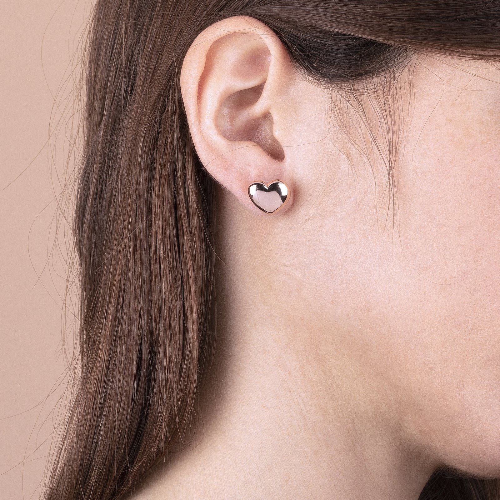 Bronzallure Heart Shaped Golden Rose Stud Earrings - Image 2