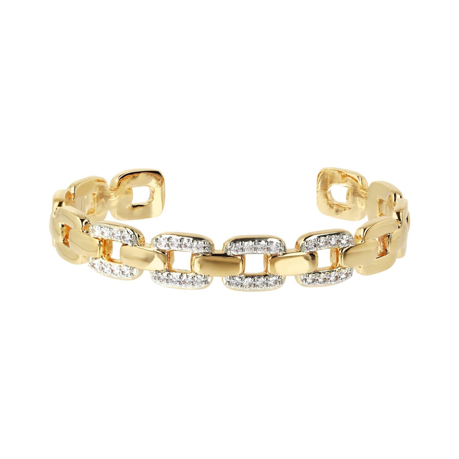 Bronzallure Golden Cubic Zirconia Link Bangle - Image 2
