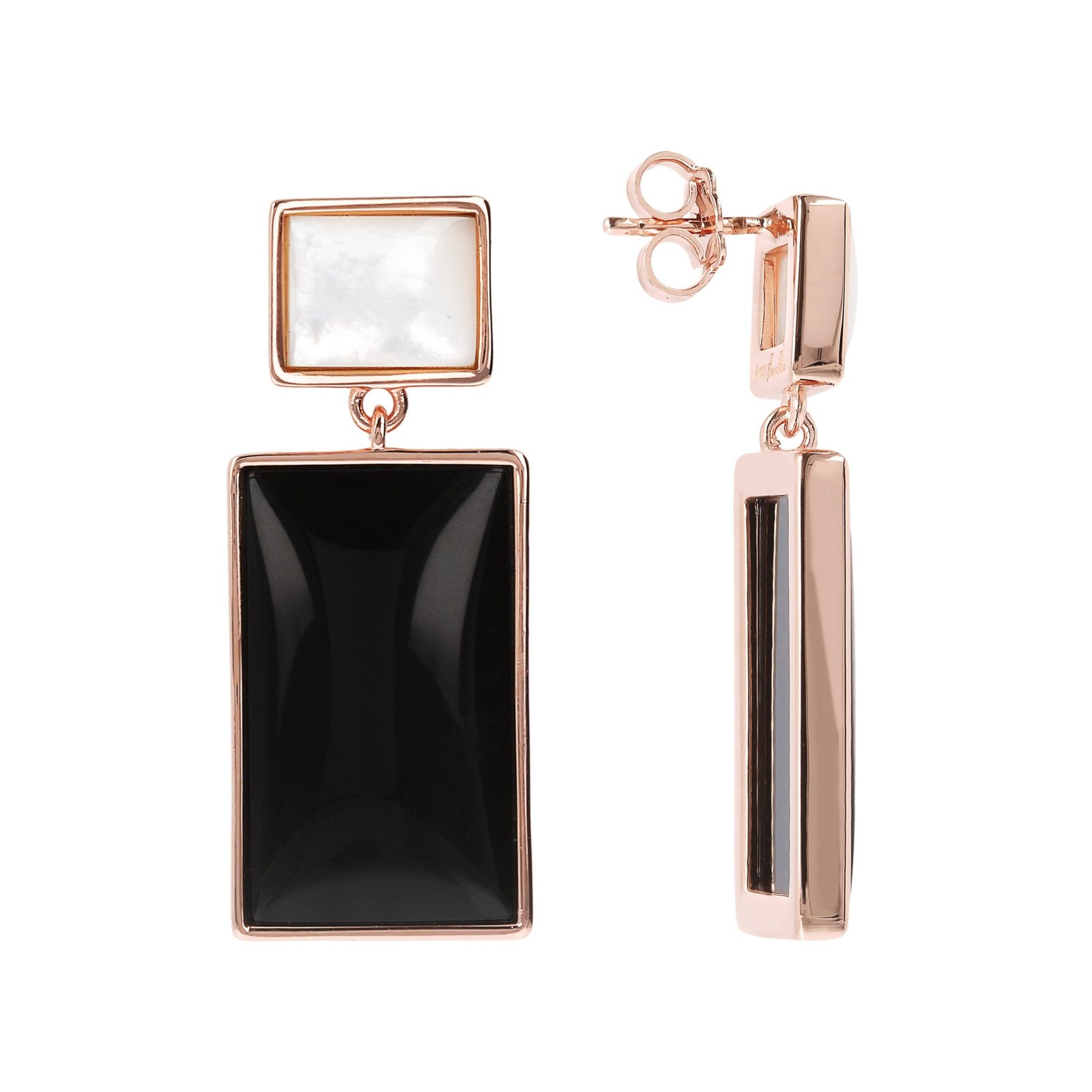 Bronzallure Mother of Pearl and Natural Stone Rectangular Earrings - Image 3