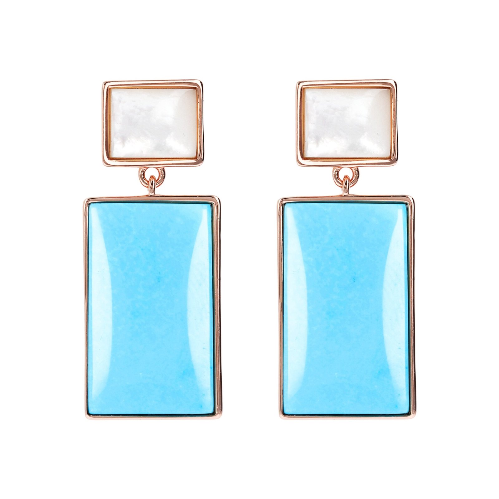 Bronzallure Mother of Pearl and Natural Stone Rectangular Earrings - Image 8