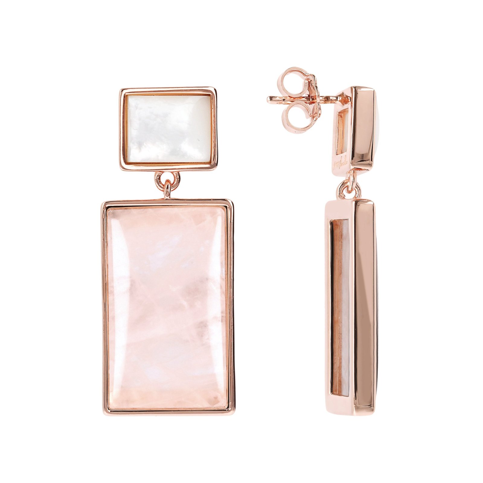 Bronzallure Mother of Pearl and Natural Stone Rectangular Earrings - Image 6