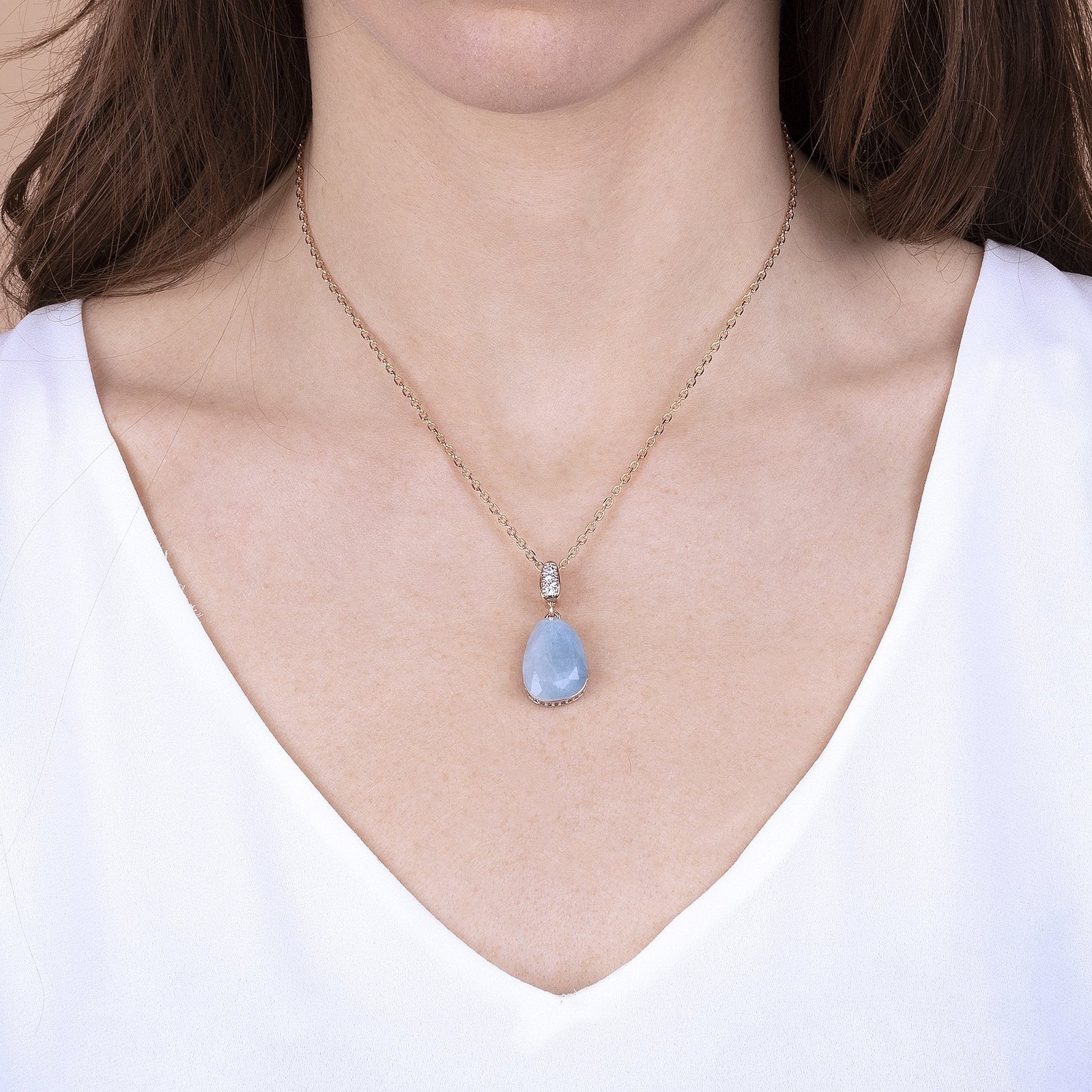 Bronzallure Necklace With Stone Pendant And Pave Details - Image 7
