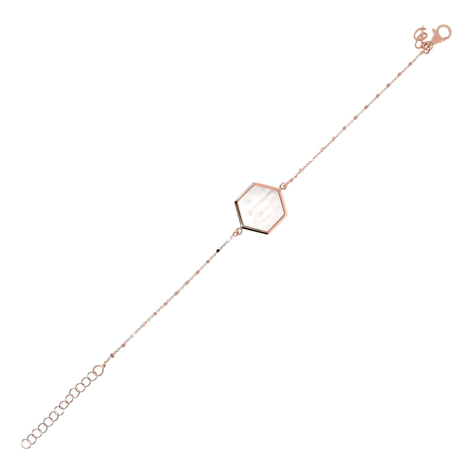 Bronzallure Cube Chain White Moonstone Bracelet with Hexagon - Image 2