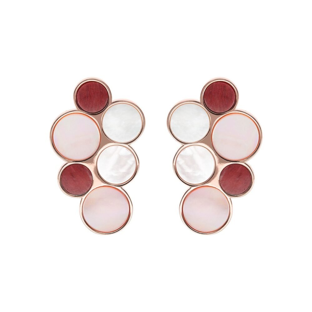 Bronzallure Alba Red Fossil Mop Flat Earrings