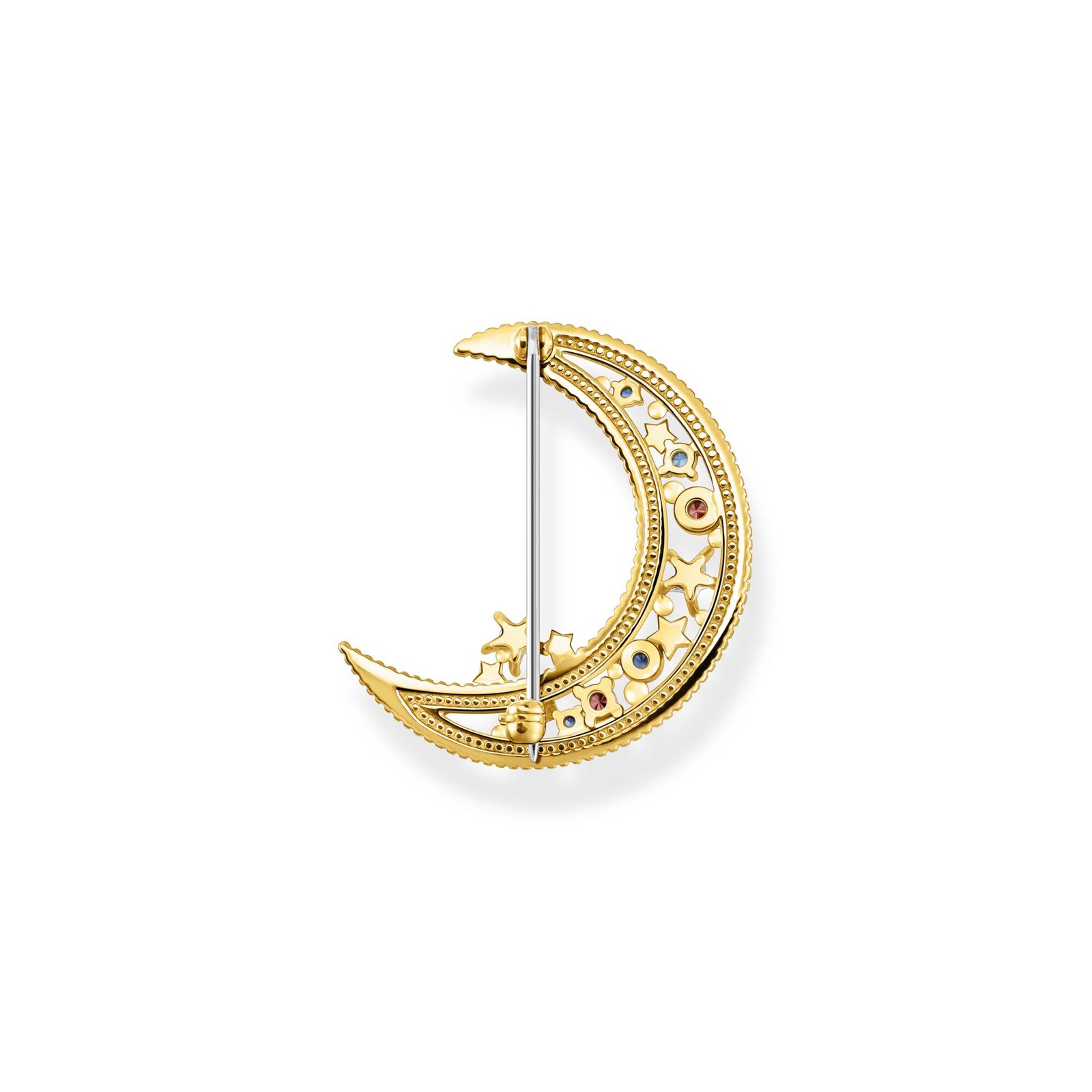 THOMAS SABO Brooch crescent moon with coloured stones gold - Image 3