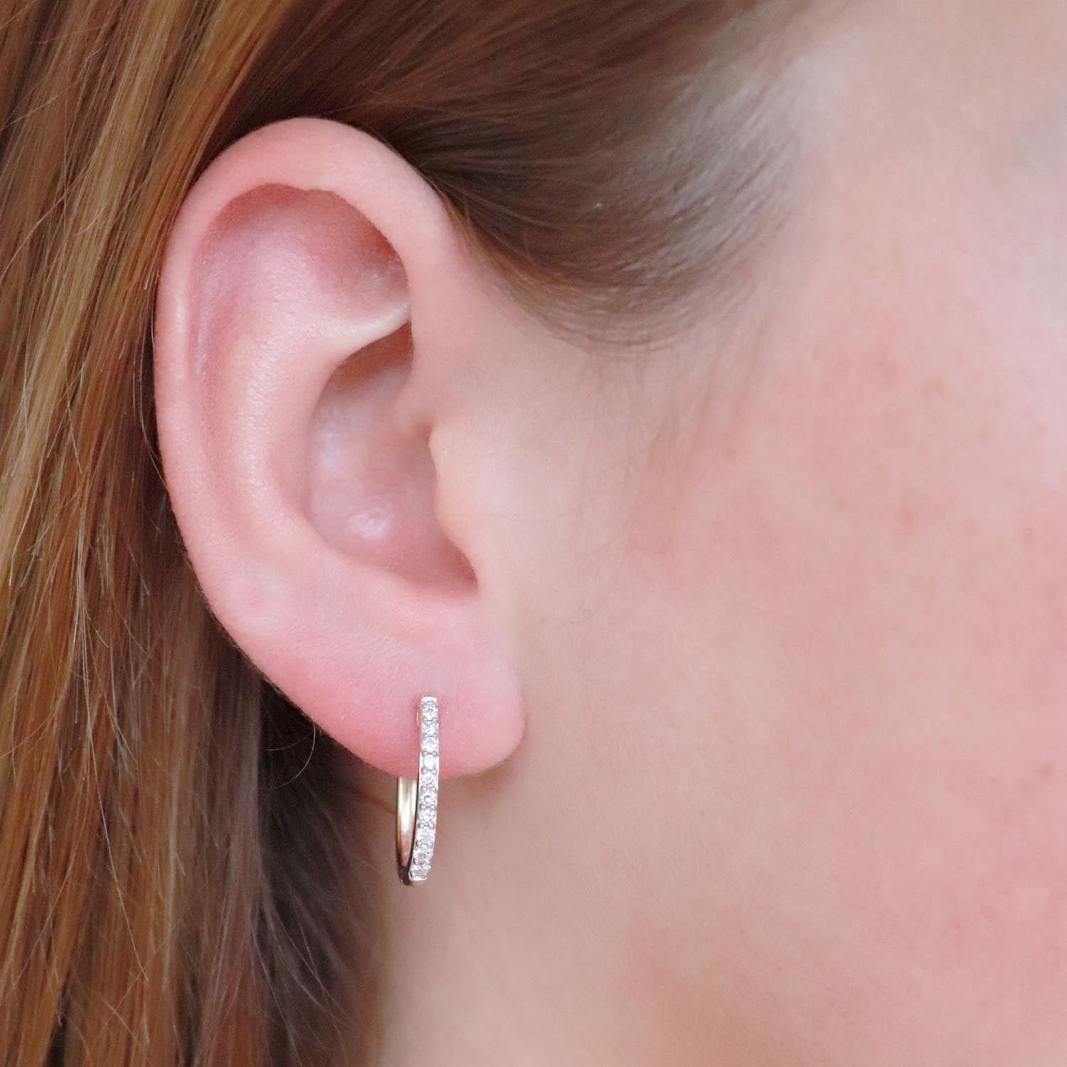 Huggie Earrings with 0.33ct Diamonds in 9K Yellow Gold - Image 2