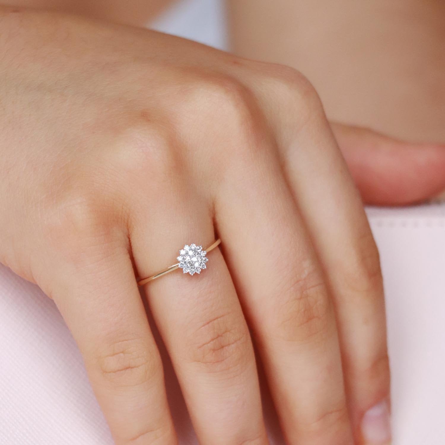 Cluster Ring with 0.15ct Diamonds in 9K Yellow Gold - Image 2