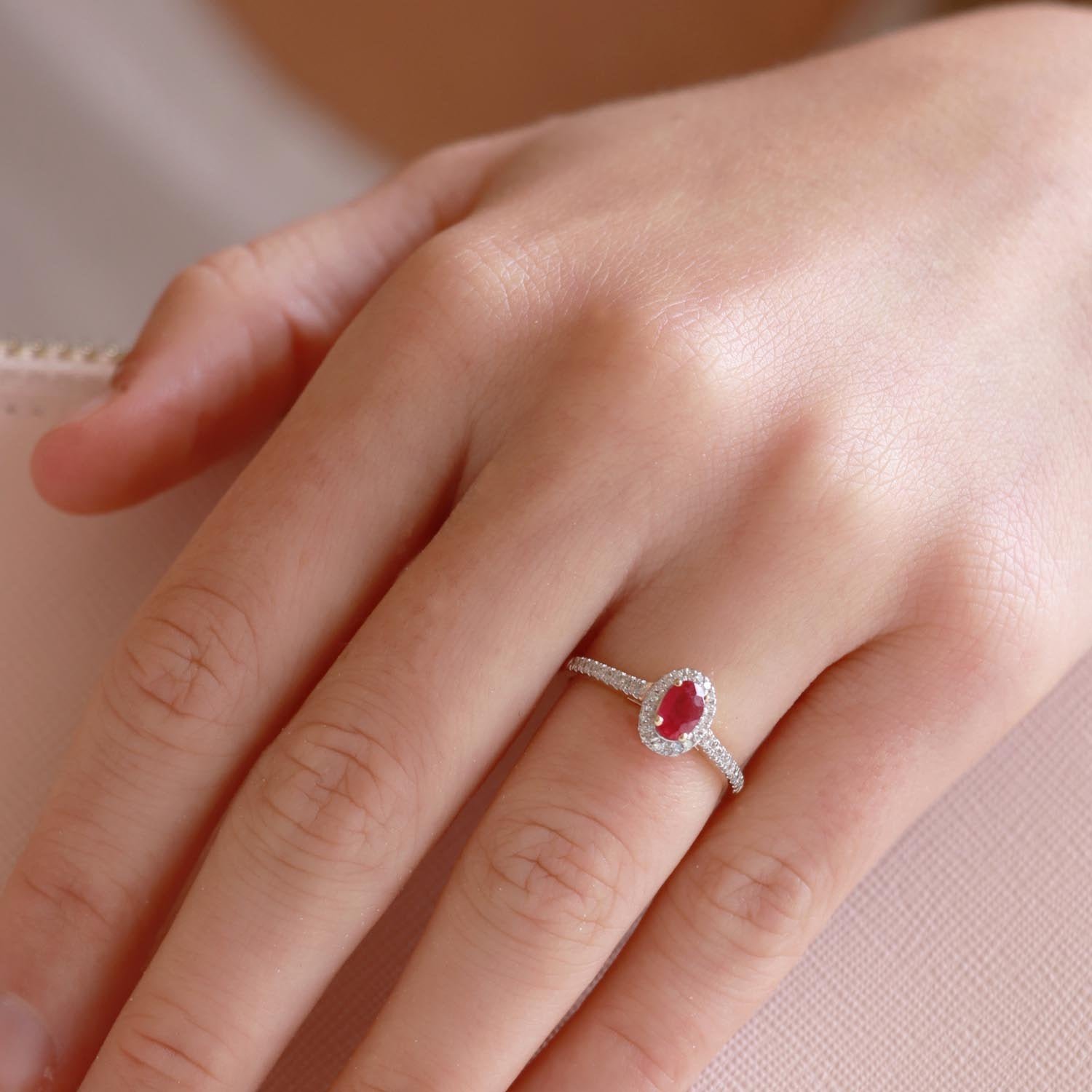 Ruby Ring with 0.15ct Diamonds in 9K Yellow Gold - Image 3